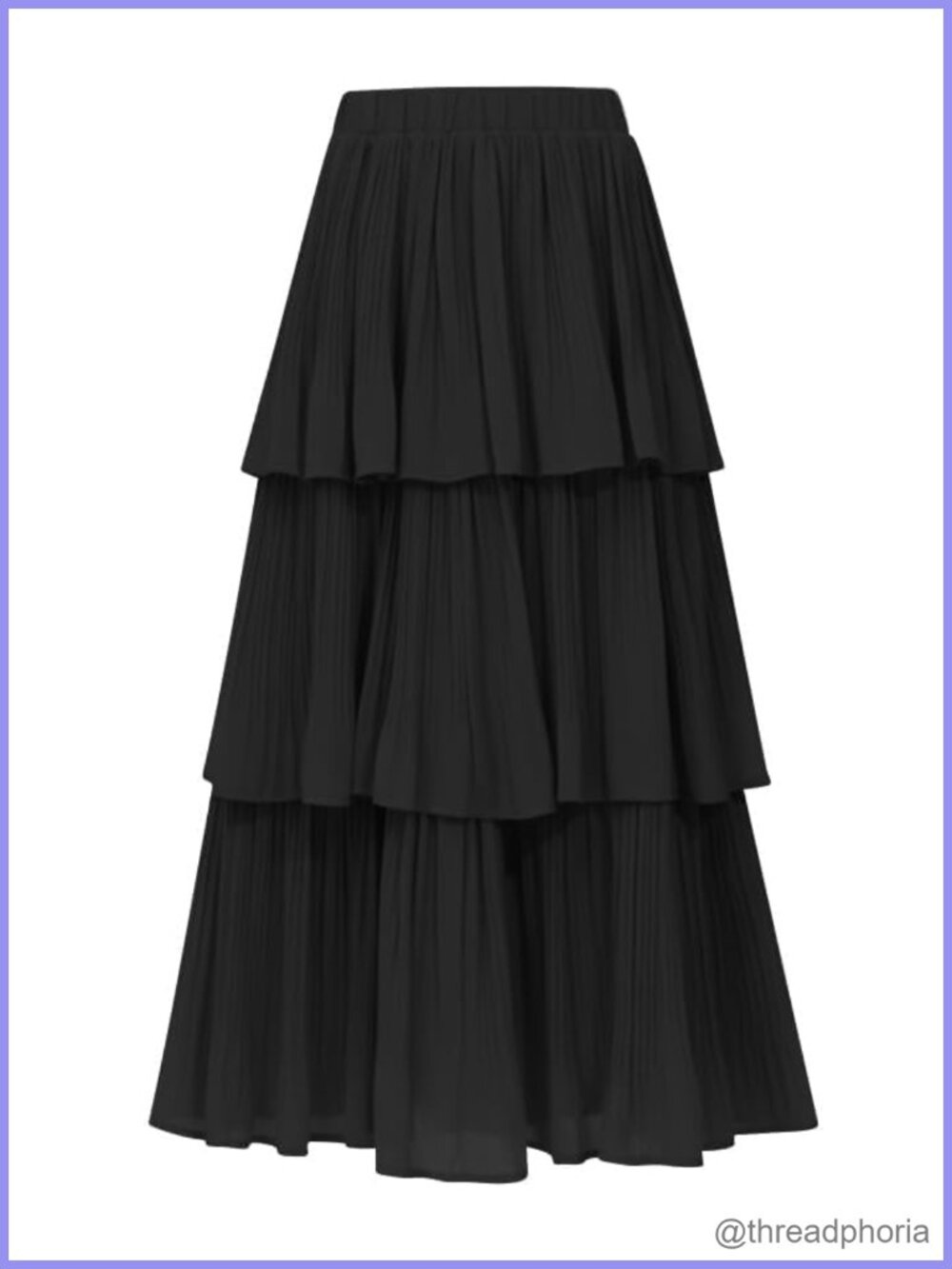 Chiffon Tiered Ruffle Maxi Skirt High Waist A-Line Flared Pleated